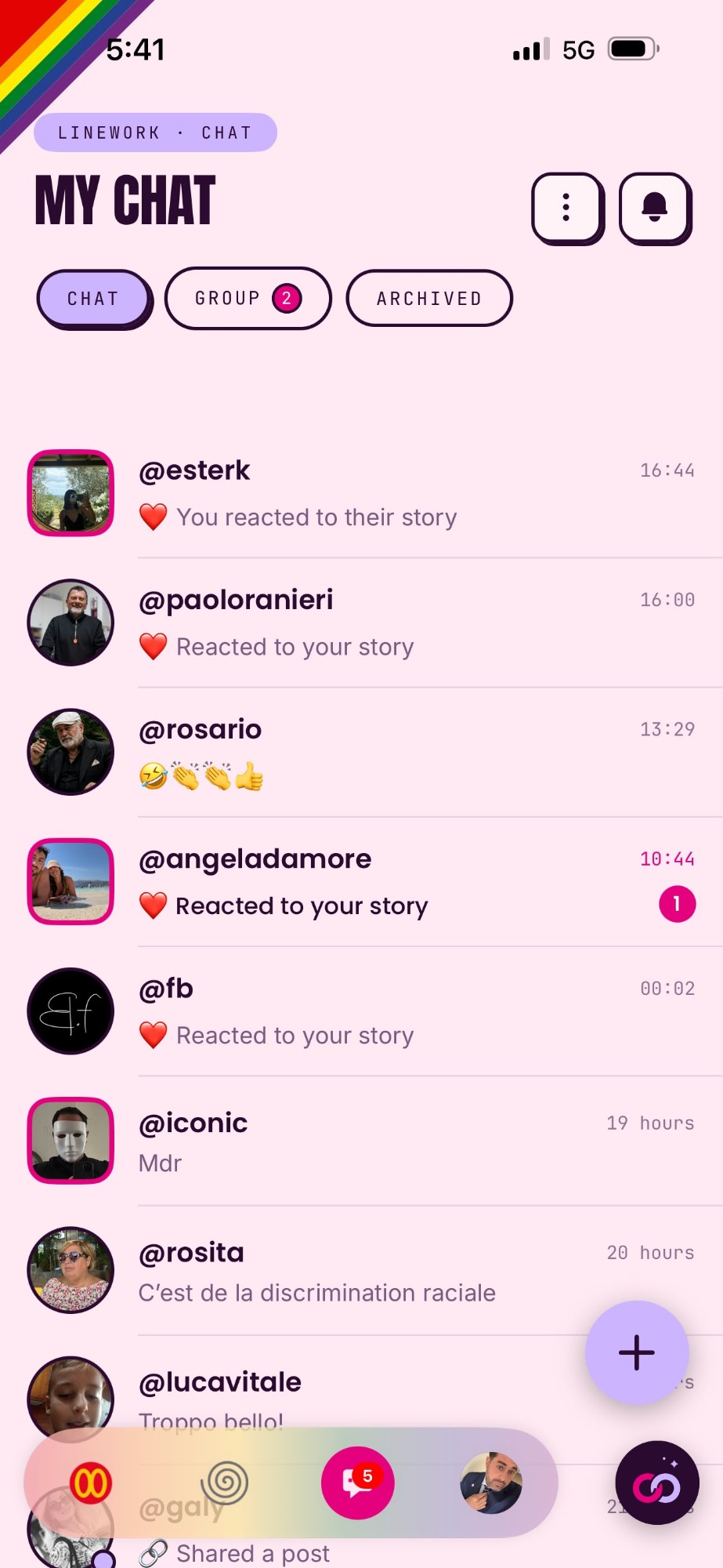 Chats and groups in the Linework app